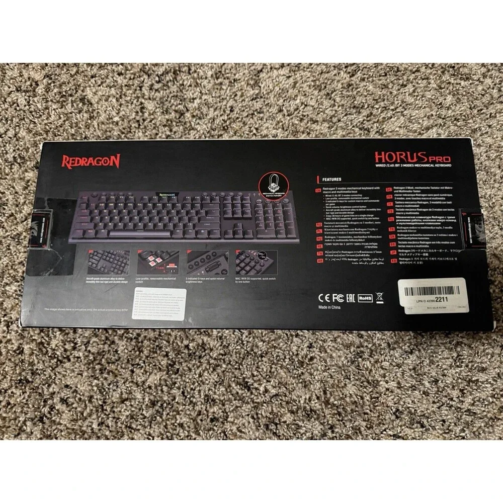Redragon Horus Pro K618 RGB Wireless Mechanical Gaming Keyboard K618-R3BK